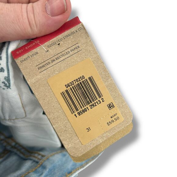 NEW Levi's 501 Distressed Denim shorts Size 31 Light Blue Frayed Jeans NWT - Picture 8 of 8